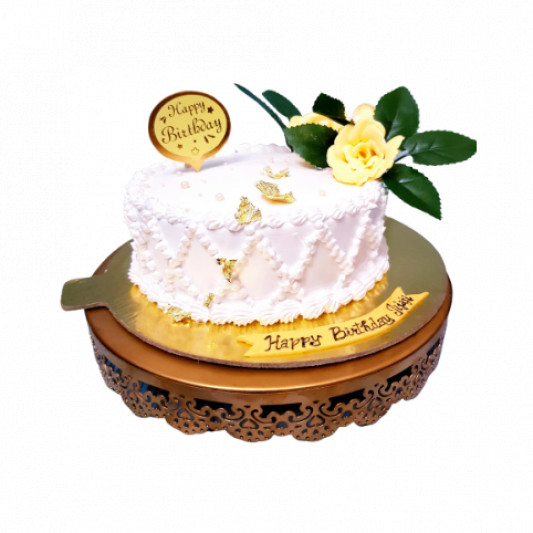 Cream Flower Cake online delivery in Noida, Delhi, NCR, Gurgaon