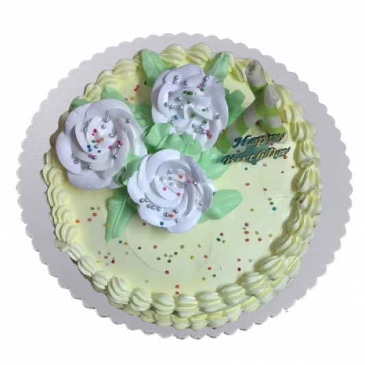 Simple White Flower Cake online delivery in Noida, Delhi, NCR, Gurgaon