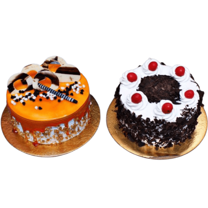Combo of Black Forest and Butterscotch Nuts Cake online delivery in Noida, Delhi, NCR, Gurgaon