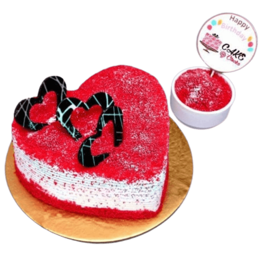 Red Velvet Heart Shape Cake | bakehoney.com