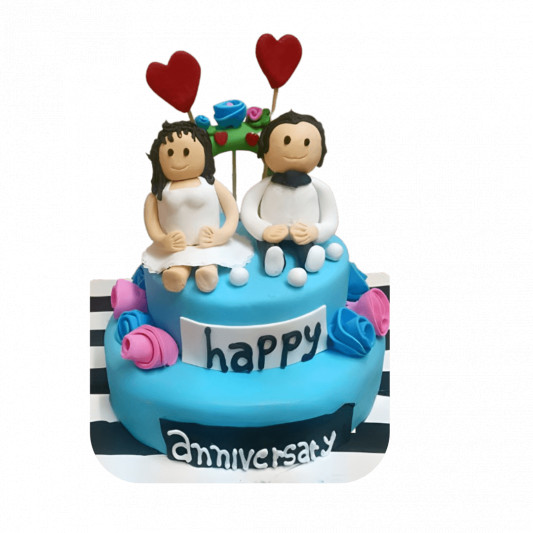 Anniversary Theme Fondant Cake online delivery in Noida, Delhi, NCR, Gurgaon