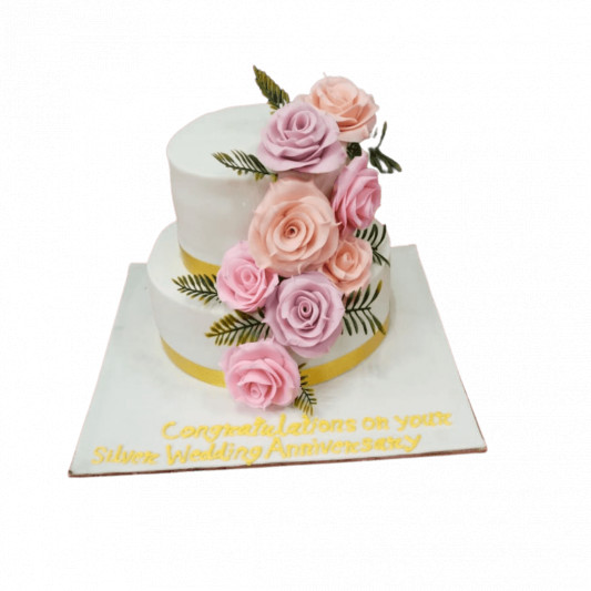 Double Floor 25th Anniversary Cake online delivery in Noida, Delhi, NCR, Gurgaon