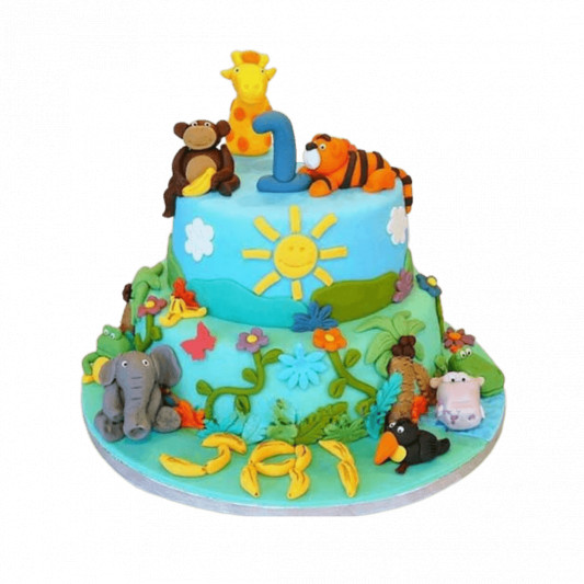 Jungle Theme Fondant Cake online delivery in Noida, Delhi, NCR, Gurgaon