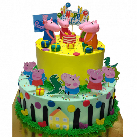Peppa Pig Tiered Cake | peppa pig cake decoration | Bakehoney