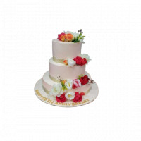 3 Tier 50th Anniversary Cake with Real Flower online delivery in Noida, Delhi, NCR,
                    Gurgaon