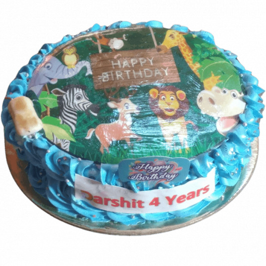 Jungle Theme Butterscotch Photo Cake online delivery in Noida, Delhi, NCR, Gurgaon
