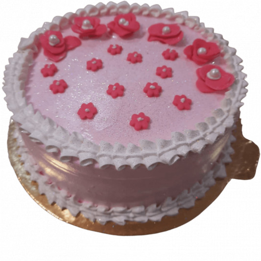 Floral Cream Cake with Fondant Toppers online delivery in Noida, Delhi, NCR, Gurgaon