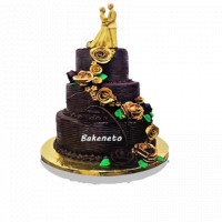 Gold Rose and  Love Cake - 3 Tier Cake online delivery in Noida, Delhi, NCR,
                    Gurgaon