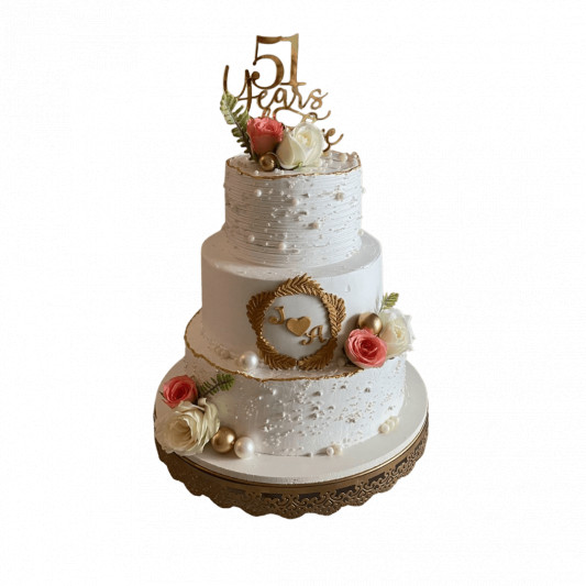 50 Years Anniversary Cake - 3 Tier online delivery in Noida, Delhi, NCR, Gurgaon