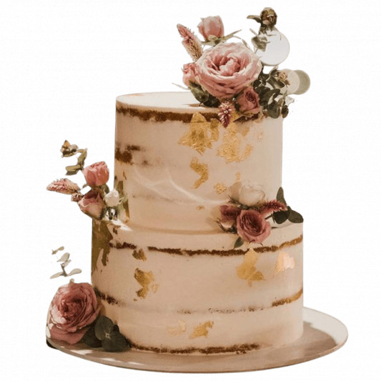 2 Tier Real Flower Cake online delivery in Noida, Delhi, NCR, Gurgaon