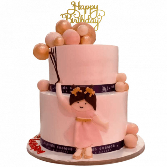 First Birthday 2 Tier Cake for Girl online delivery in Noida, Delhi, NCR, Gurgaon