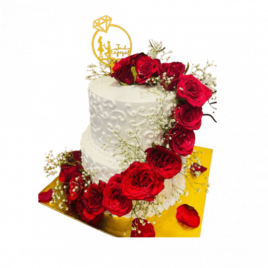 Beautiful White Theme Cake for Engagement  online delivery in Noida, Delhi, NCR, Gurgaon