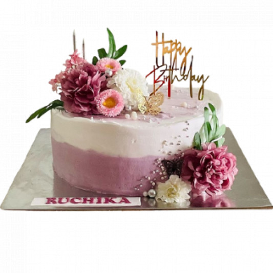 Pink and White Birthday Cake  online delivery in Noida, Delhi, NCR, Gurgaon