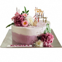 Pink and White Birthday Cake  online delivery in Noida, Delhi, NCR,
                    Gurgaon