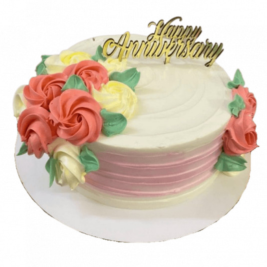 Simple Cream Cake with Rosettes  online delivery in Noida, Delhi, NCR, Gurgaon