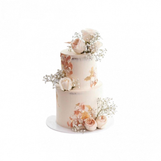 Double Floor Tall Cake with Real Flower online delivery in Noida, Delhi, NCR, Gurgaon