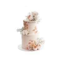 Double Floor Tall Cake with Real Flower online delivery in Noida, Delhi, NCR,
                    Gurgaon