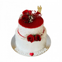 Engagement Cake with Real Flower online delivery in Noida, Delhi, NCR,
                    Gurgaon