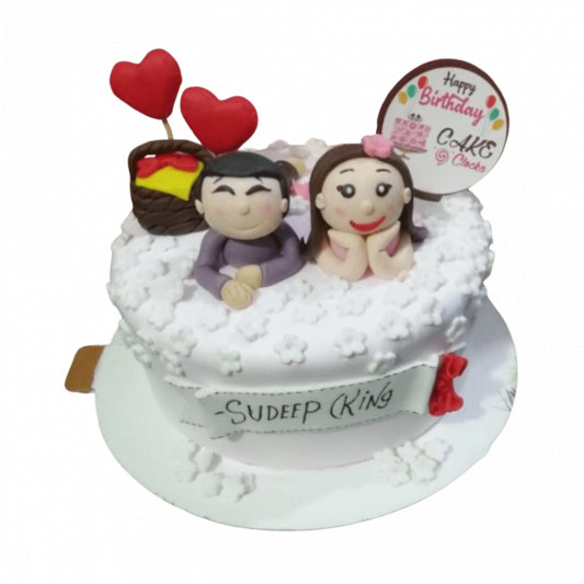 Beautiful Anniversary Cake with Couple Toppers online delivery in Noida, Delhi, NCR, Gurgaon