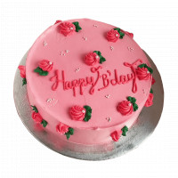 Pink Birthday Cake with floral decoration online delivery in Noida, Delhi, NCR,
                    Gurgaon