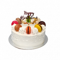 White Birthday Cake with Colorful Macaroon  online delivery in Noida, Delhi, NCR,
                    Gurgaon
