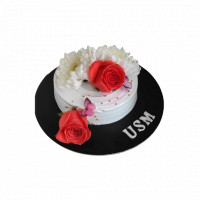 White Cake with Red Flowers online delivery in Noida, Delhi, NCR,
                    Gurgaon