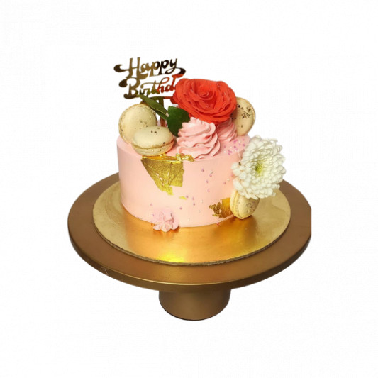 Cake with Macarons and Flowers online delivery in Noida, Delhi, NCR, Gurgaon