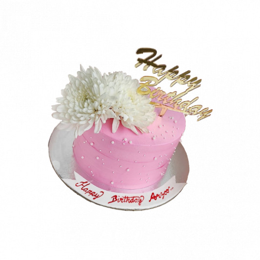 Beautiful Pink Cake with Real Flower online delivery in Noida, Delhi, NCR, Gurgaon