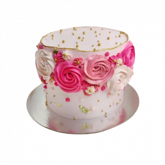 Pink and White Rose Decorated Cake  online delivery in Noida, Delhi, NCR, Gurgaon