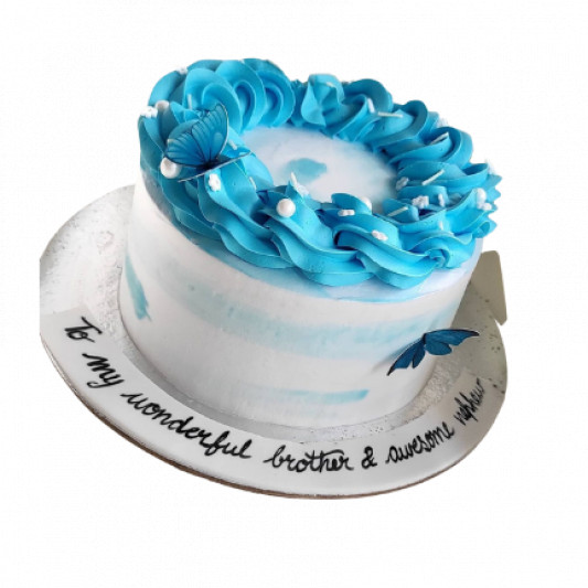 White and Blue Cream Cake  online delivery in Noida, Delhi, NCR, Gurgaon