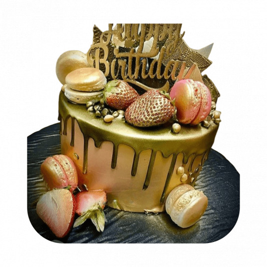 Golden Theme Cake with Macaron Toppers online delivery in Noida, Delhi, NCR, Gurgaon