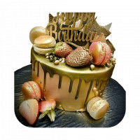 Golden Theme Cake with Macaron Toppers online delivery in Noida, Delhi, NCR,
                    Gurgaon