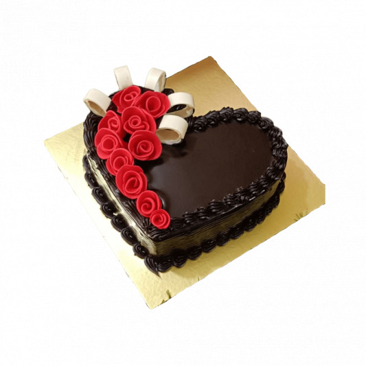 Beautiful Heart Shape Cake with Red Rose online delivery in Noida, Delhi, NCR, Gurgaon