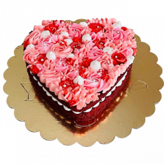 Heart Shape Monogram Rosette Cake online delivery in Noida, Delhi, NCR, Gurgaon