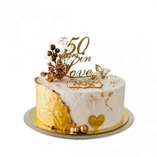 Elegant White and Gold Cake online delivery in Noida, Delhi, NCR, Gurgaon