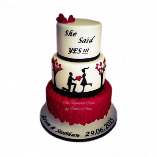 3 Tier Proposal Acceptance Cake online delivery in Noida, Delhi, NCR, Gurgaon