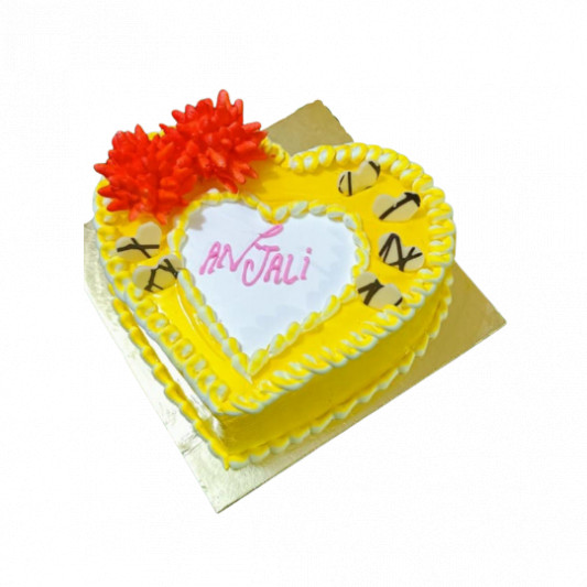 Yellow Heart Shape Cake online delivery in Noida, Delhi, NCR, Gurgaon