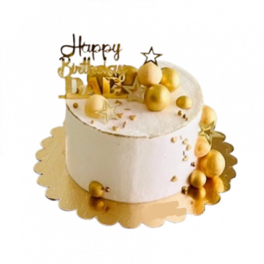 Classic White and Gold Birthday Cake for Dad online delivery in Noida, Delhi, NCR, Gurgaon