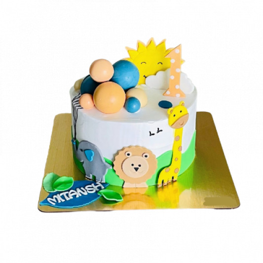 Jungle Safari Theme 1st Birthday Cake online delivery in Noida, Delhi, NCR, Gurgaon