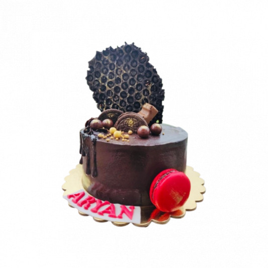 Chocolate Sail Cake with Red Macaron online delivery in Noida, Delhi, NCR, Gurgaon