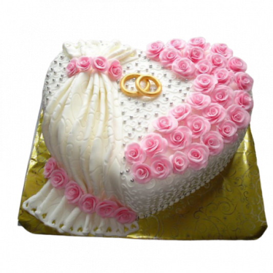 Beautiful Heart Shape Cake with Rosette Decoration online delivery in Noida, Delhi, NCR, Gurgaon