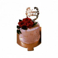 Tall Pink Cream Cake with Fresh Red Rose Decoration online delivery in Noida, Delhi, NCR,
                    Gurgaon