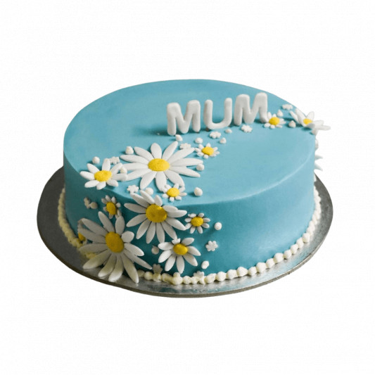 Beautiful Blue Daisy Cake for Mummy online delivery in Noida, Delhi, NCR, Gurgaon
