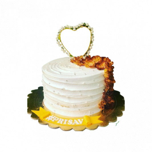 Anniversary Cake Adorned with Pineapple Flowers online delivery in Noida, Delhi, NCR, Gurgaon