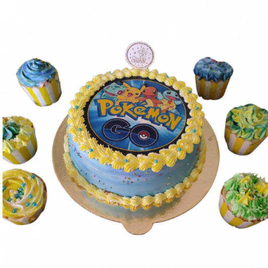 Theme Photo Cake with Cupcake online delivery in Noida, Delhi, NCR, Gurgaon