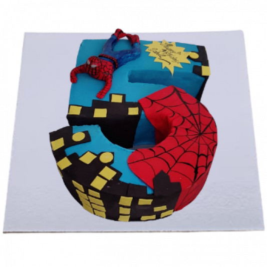 Letter 5 Spiderman Theme Cake 