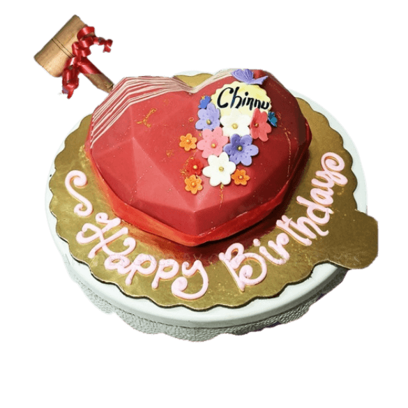 Red Heart and Flowers Cake online delivery in Noida, Delhi, NCR,
                    Gurgaon