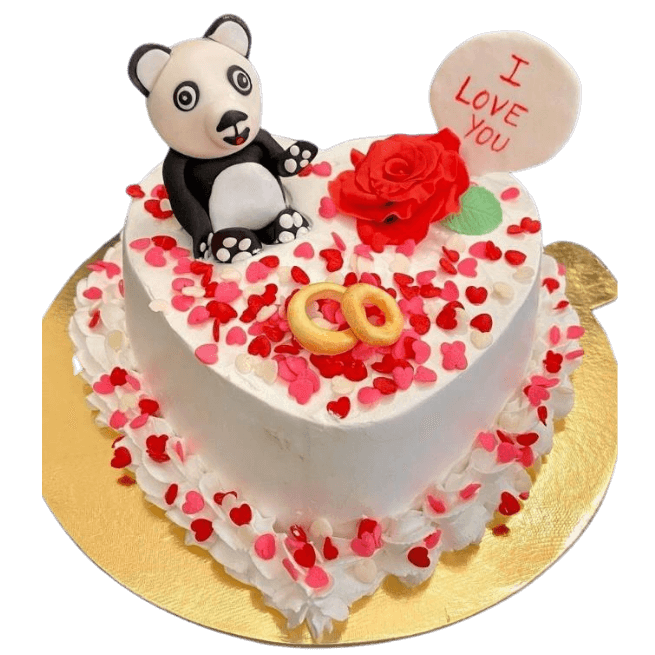 Teddy Bear Heart Vanilla Cake online delivery in Noida, Delhi, NCR, Gurgaon