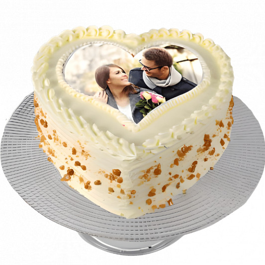 Butterscotch Heart Photo Cake online delivery in Noida, Delhi, NCR, Gurgaon