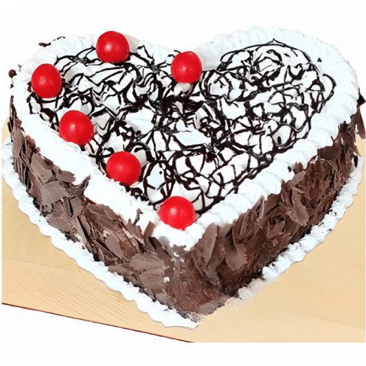 Cherry Heartshape Black Forest Cake online delivery in Noida, Delhi, NCR, Gurgaon